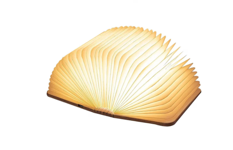 Foldable LED lamp in book design, featuring three lighting modes