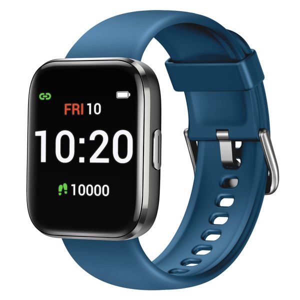 Letsfit - IW1 Smart Watch - Black Case with Dark Blue Band