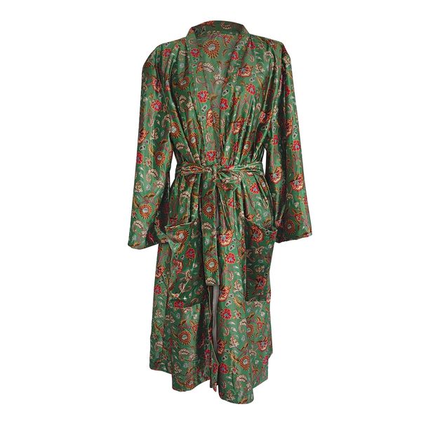 Floral Green Velvet Dressing Gown