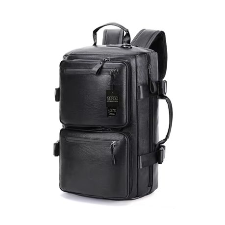 Amigo Backpack Laptop Travel Business Shoulder Bag Water-Resistant PU Leather Men Image