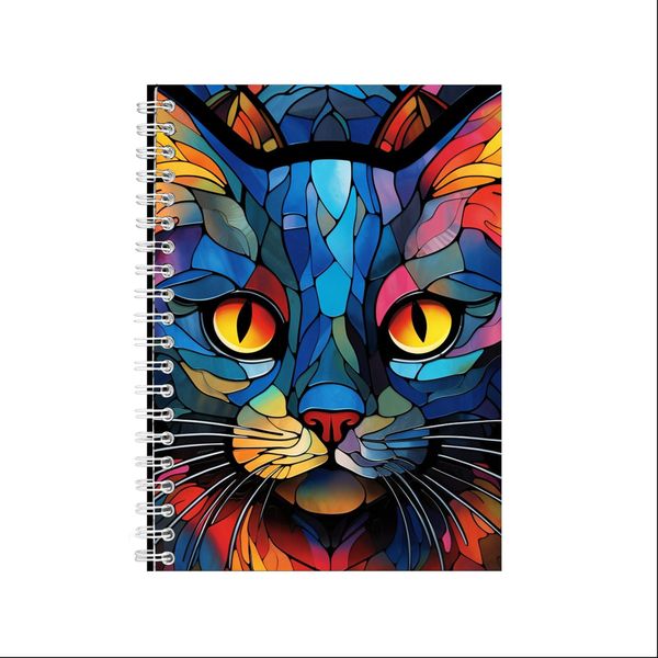 CAT STAINED GLASS CAT A5 Notebook Gift Idea Notepad 226