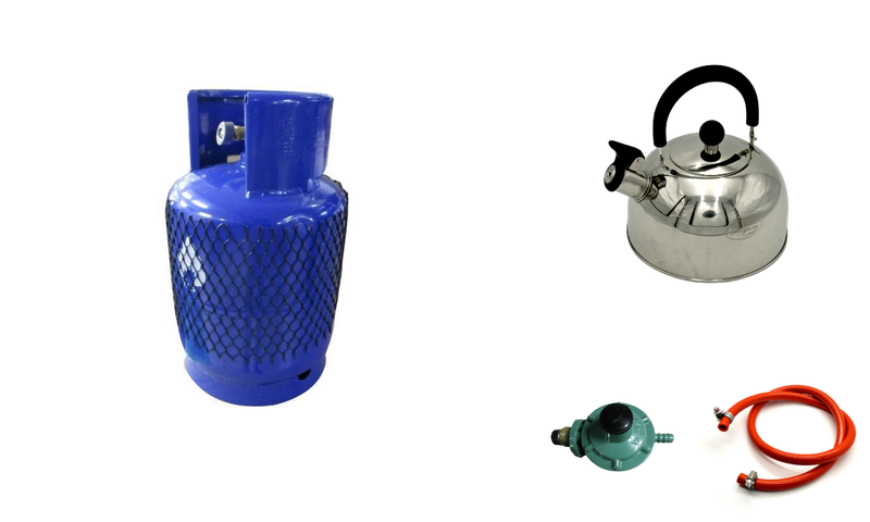 5kg Gas Cylinder, 2 Plate Stove, Energy Saving 3L Kettle &amp; Regulator Set