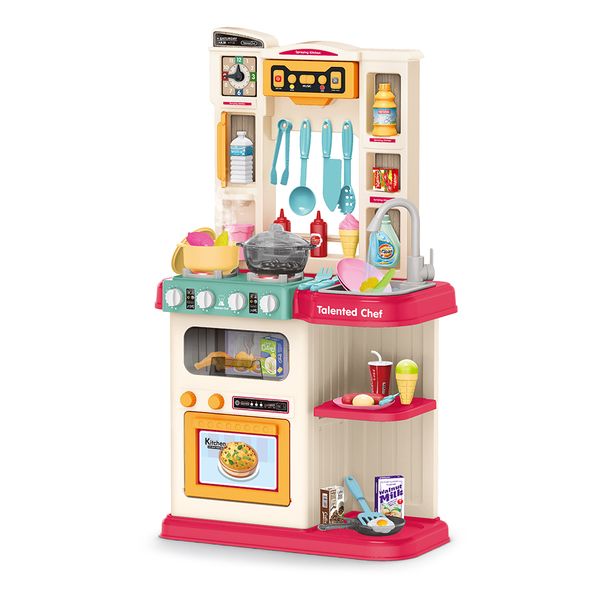 Little Chef Pink Kitchen Set with Light, Sound &amp; Effects - 65 Accessories