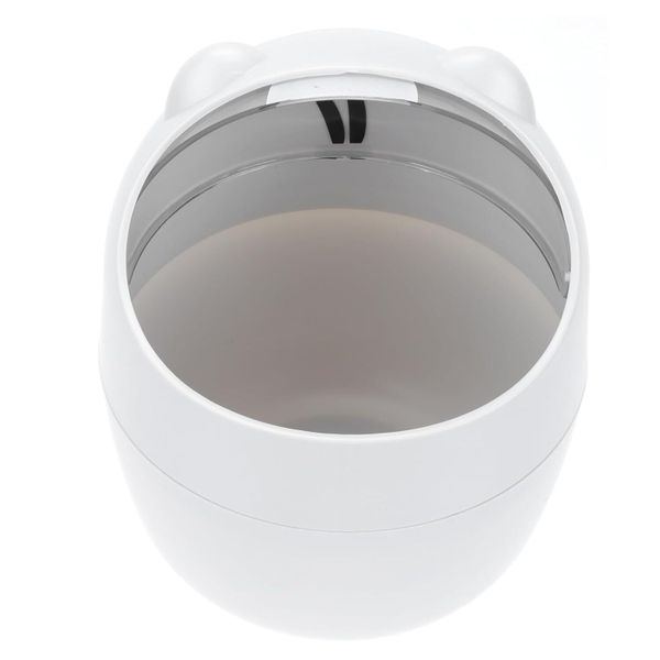 Mini Desktop Trash Can With Lid, Lovely Grey Cat Design For Dorm, Office