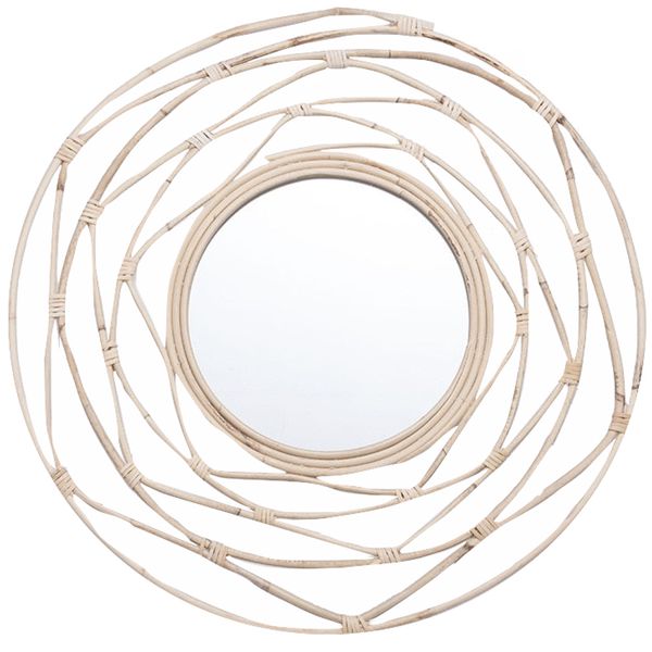 Natural Woven Rattan Abstract Mirror Wall Ornament - 40cm
