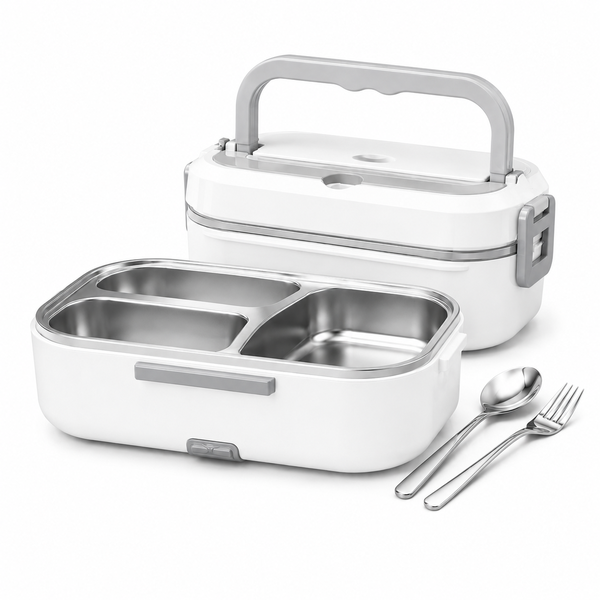 Portable Lunch Box Set with Stainless Steel 3-Compartment Tray