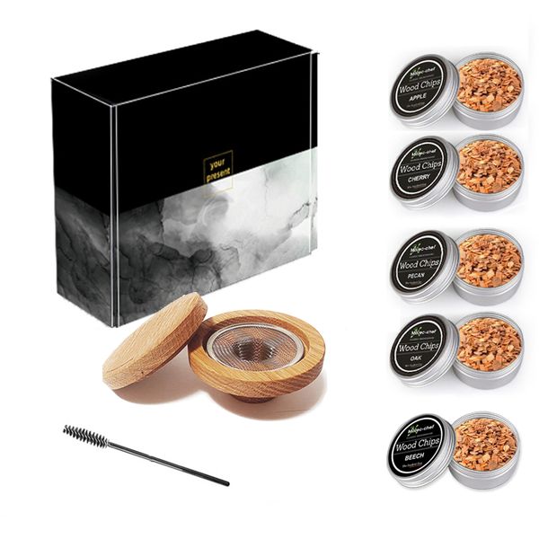 5 Flavor Premium Wood Chip Cocktail Smoker Kit With Flavors Wood Chip