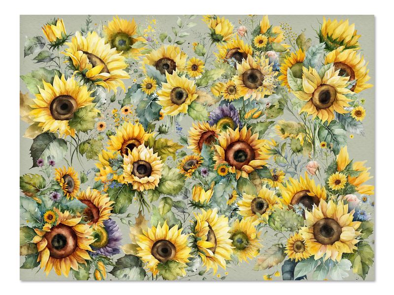 A3 Disposable Paper Placemat Set - Watercolour Sunflowers
