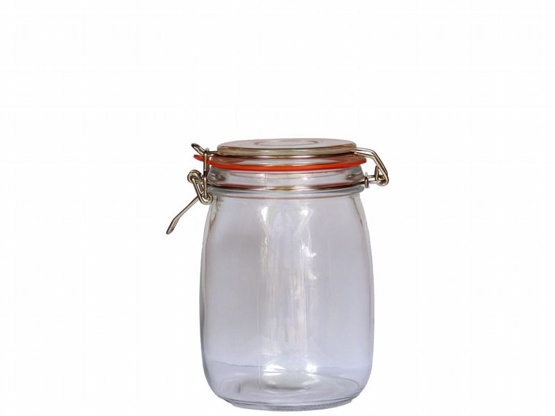 Set of 2 Glass Storage Jar with Metal Clip 725ML