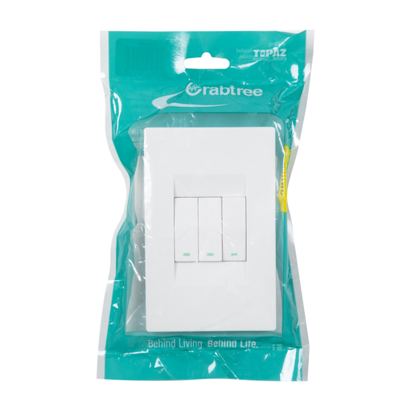 Crabtree - Topaz - 3 Lever - 2 Way Switch - Bulk Pack of 3