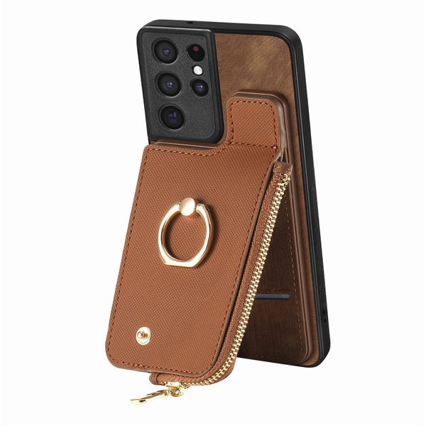Card Holder Ring Stand Phone Case Compatible with Samsung Galaxy S22 Ultra