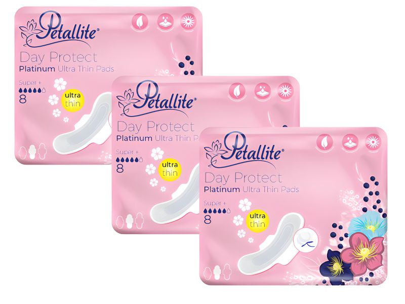 Petallite Day Protect Platinum Ultra-Thin Pads (3 Packets X 8 pads)