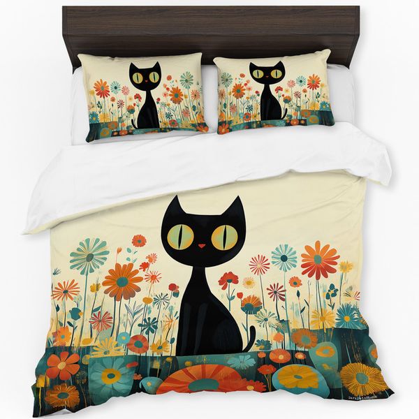Black Cat Duvet Cover Set by Wikus Schalkwyk