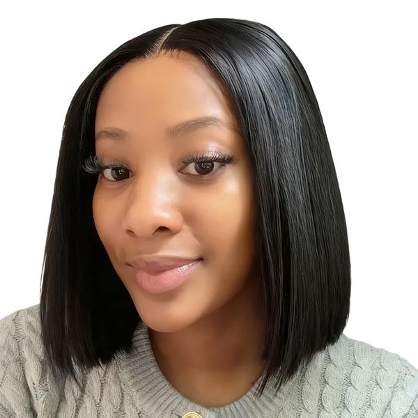 Deer 12Inch Wear&amp;Go Glueless Bob Wig-Full Frontal Lace Wig Brazilian Hair