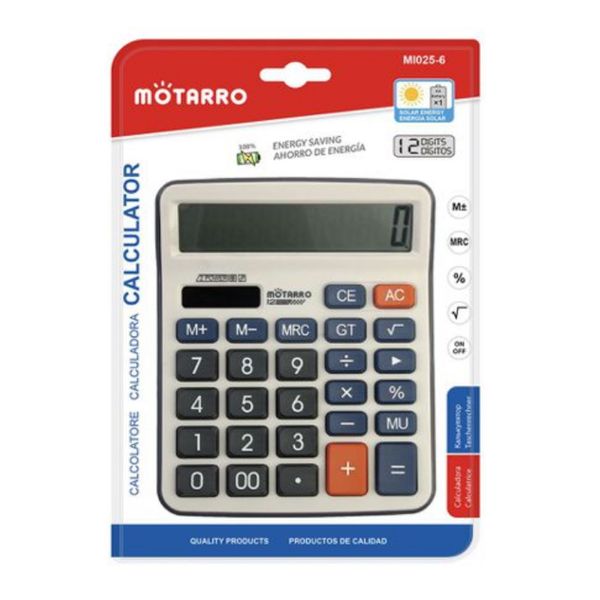 Solar-powered Scientific Calculator 12 digits 12×15.5cm Grey