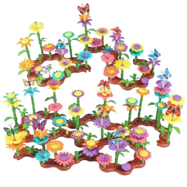 224 Piece Count &amp; Stack Garden Scape Play Set - Multi Colour