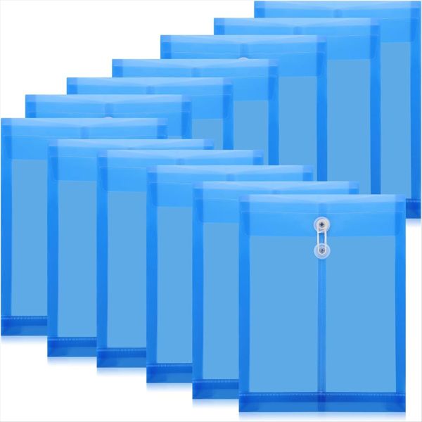 12PCS Plastic File Folders for Documents,A4 Plastic Envelopes Folders with
