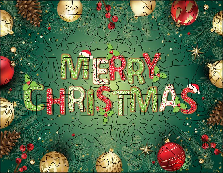 Christmas Postcard: Merry Christmas - 88 pieces wooden puzzle