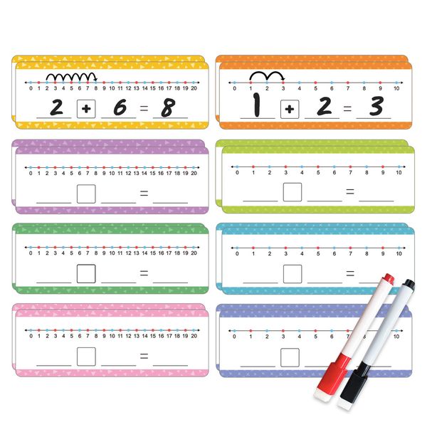 16 PCS Number Line Dry Erase Board Writable and Erasable Double Sided Board