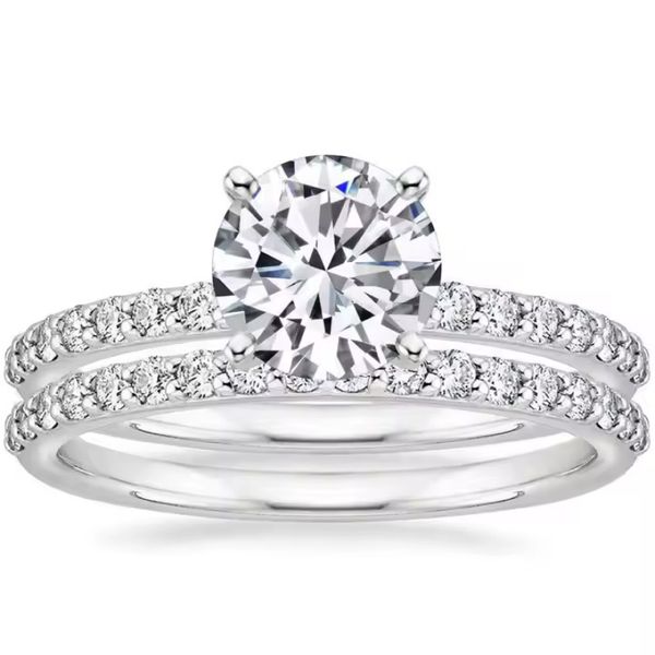 Ring Somen 1.25CT 925 Sterling Silver Bridal Ring Sets Round Rings -Silver