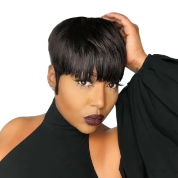 Human Hair Pixie Fringe Cut Wig.