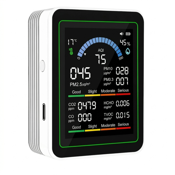 Sumvov 10-in-1 Smart Air Quality Monitor for CO , PM2.5, HCHO &amp; AQI