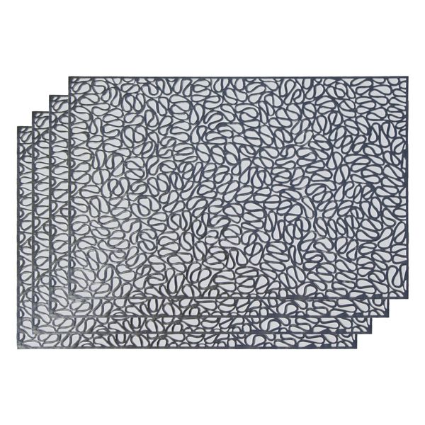 Regent Place Mats Pressed Silver Metallic Pvc, 4Pcs Roll (300X450Mm)