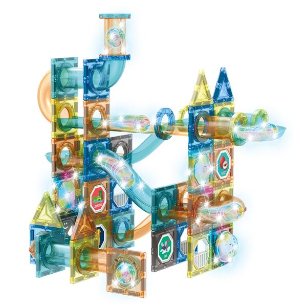 Light-up Magnetic Building Blocks Marble Track Super Set - 116 Pieces