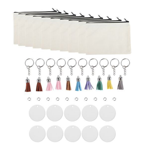 10 Pieces Sublimation DIY Heat Transfer Makeup Bags for Women Kids