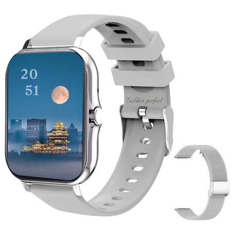 Android & iOS Compatible Square Smartwatch for Men 1.83" Silver Image