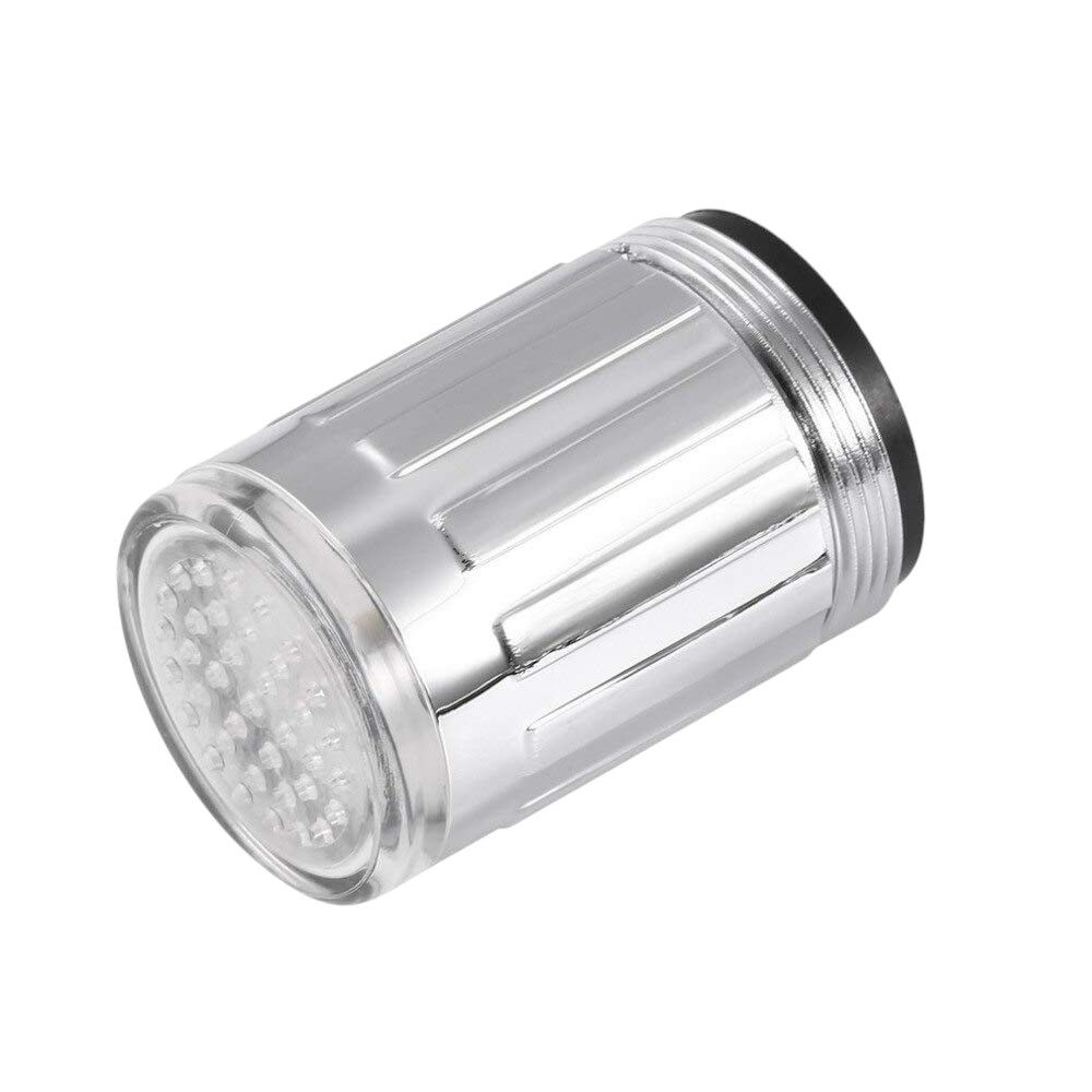 Water-Saving Faucet Aerator With 7-Color LED Illumination - Silver