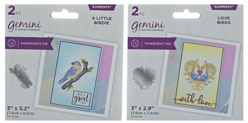 Gemini By Crafters Companion Metal Dies 2 Pack-A Little Birdie &amp; Love Birds