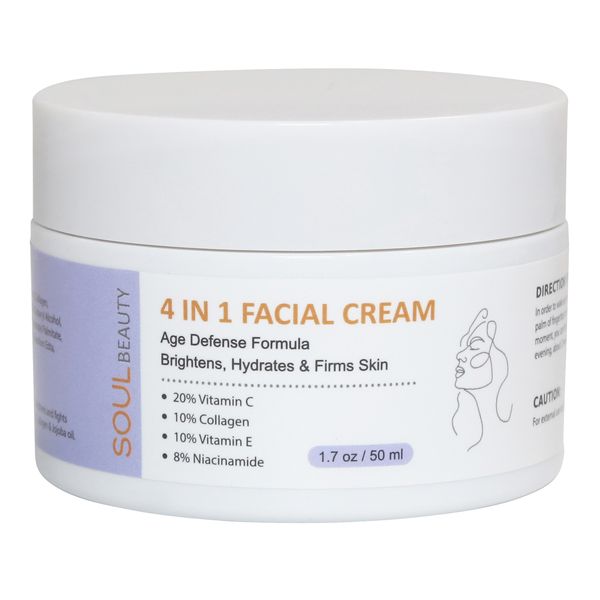 Soul Beauty 4-in-1 Age Defense Formula Facial Cream - 50ml - Radiance,Spots