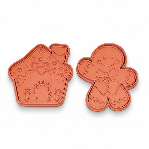 Gingerbread House &amp; Gingerbread Man Cookie Cutter Set - Medium 8 cm