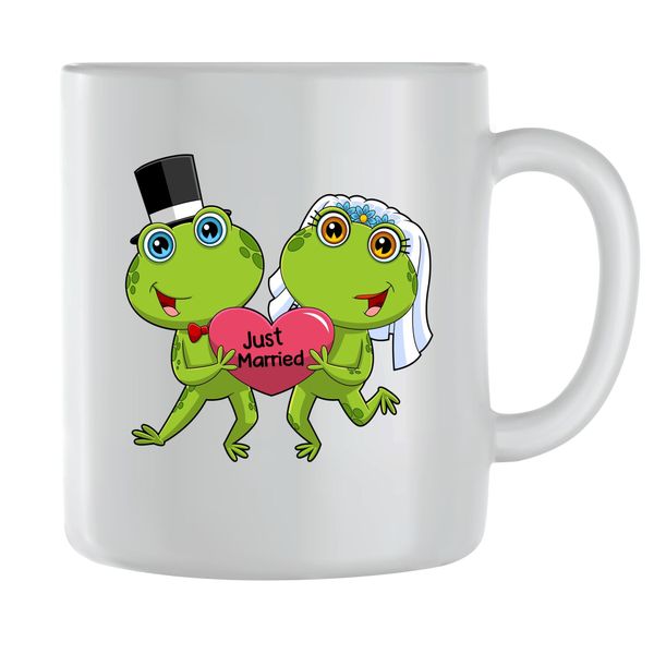 Just married Coffee Mugs for Men Women with Frog Lover Graphic Cup Gift 198