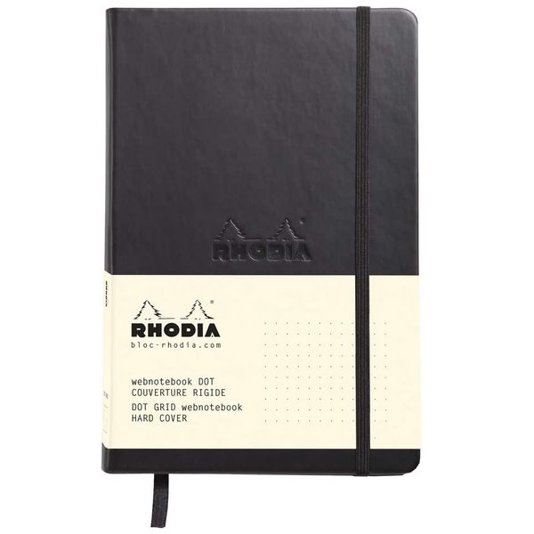 Rhodia Webbie Hardcover Dot Grid 5 1/2 X 8 1/4 A5 Black Cover Notebook