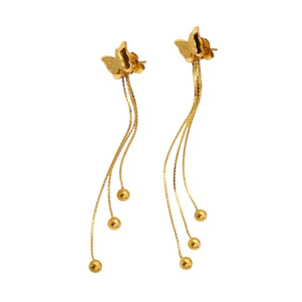 Women's Sleek Butterfly Design Drop and Dangle Earrings - Gold