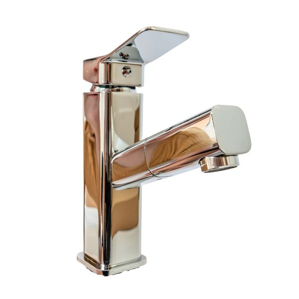 Chrome Bathroom Faucet with Extendable Spout