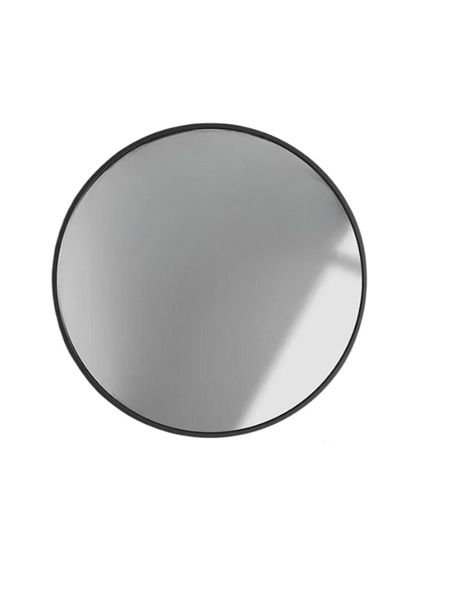 Modern Round Wall Mirror Aluminium Frame - 60cm Black