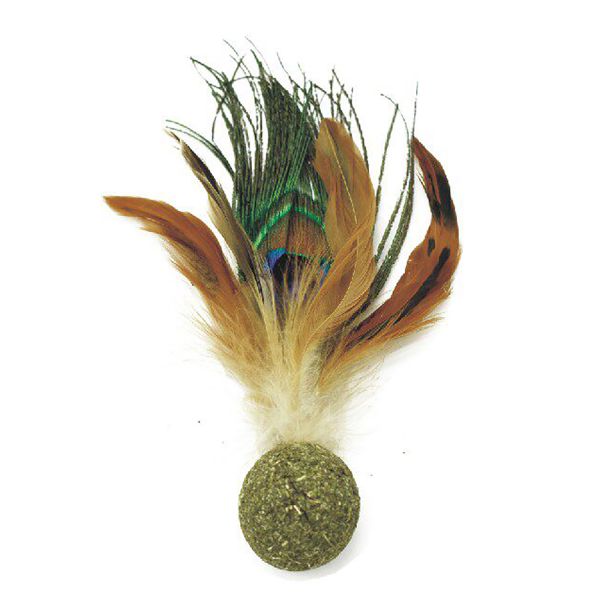 Catwant Catnip Ball with Pheasant Feather Cat Toy