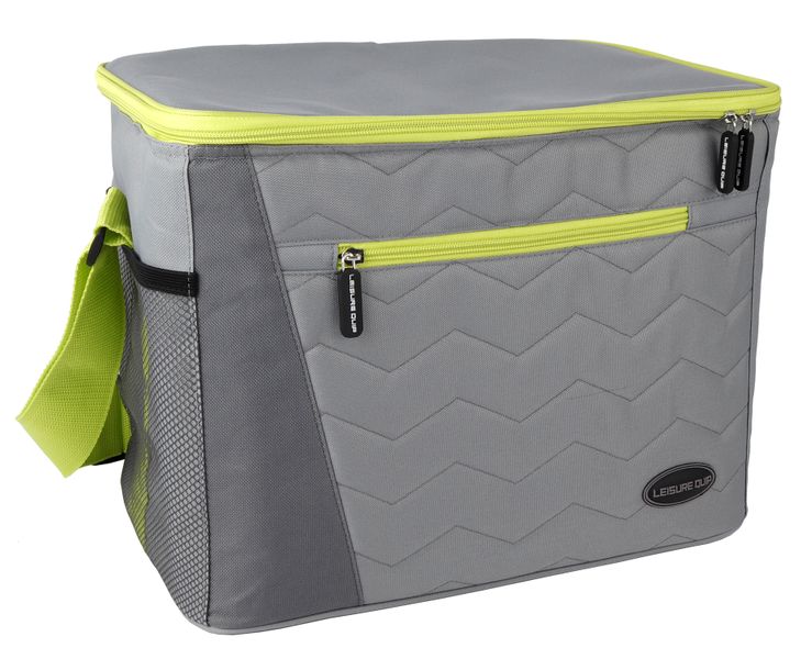 Leisure Quip Quilted Cooler Bag 40 Can Grey/Green Food Safe Alum Foil