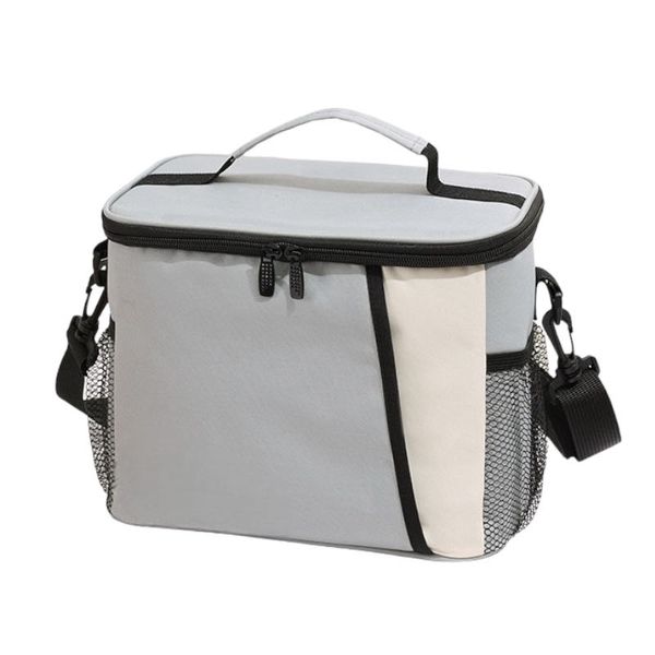 Duo Colour Square Lunch Tote Lunch Bag with Shoulder Strap &amp; Pocket