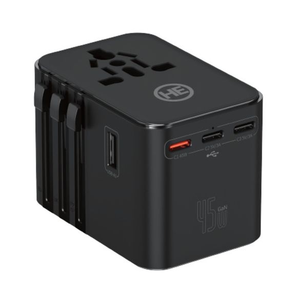 HE - 45W GaN All-in-One Universal Travel Adapter EU/UK/US/AU