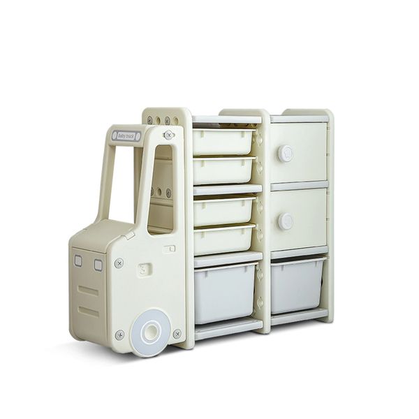 Kids 3-Tier Cabinet Car Shape Storage Shelf Organizer - White