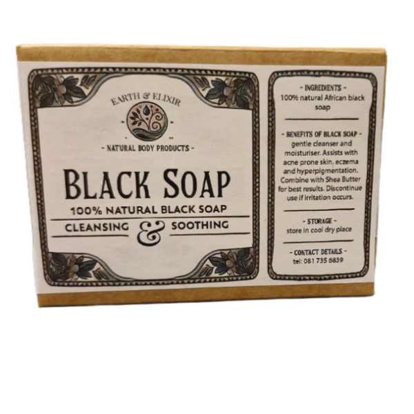Earth and Elixir (PTY) LTD African Black Soap (Handcrafted and Pure) 100g