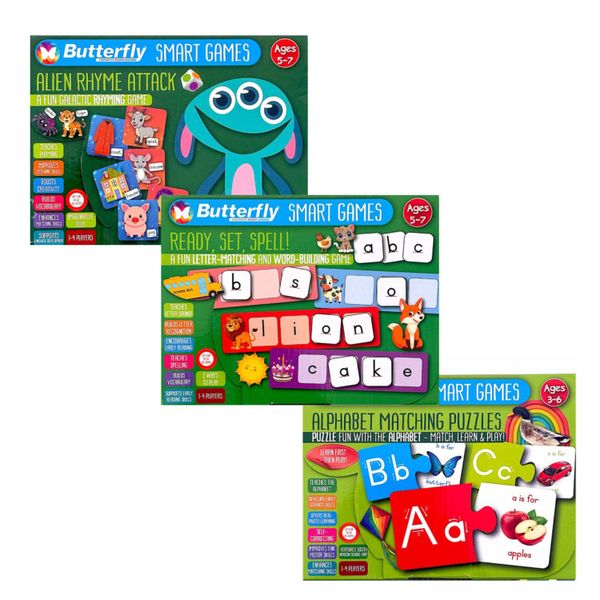 Butterfly Smart Games - School-Ready Reading &amp; Spelling Power Pack (3-Pack)