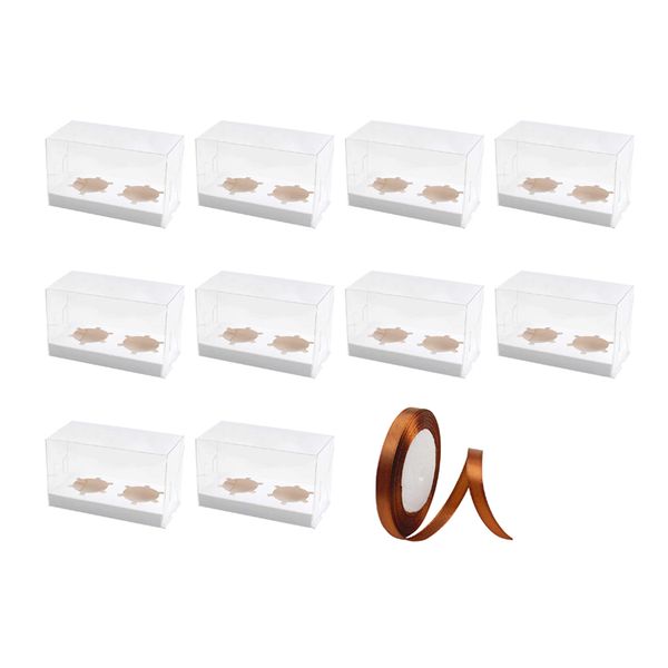 Transparent Cupcake Boxes Cupcake Containers Carrier Holders and Ribbon