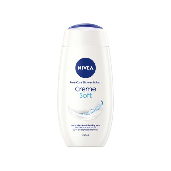 NIVEA Creme Soft Shower Cream Body Wash with Natural Almond Oil, 250ml