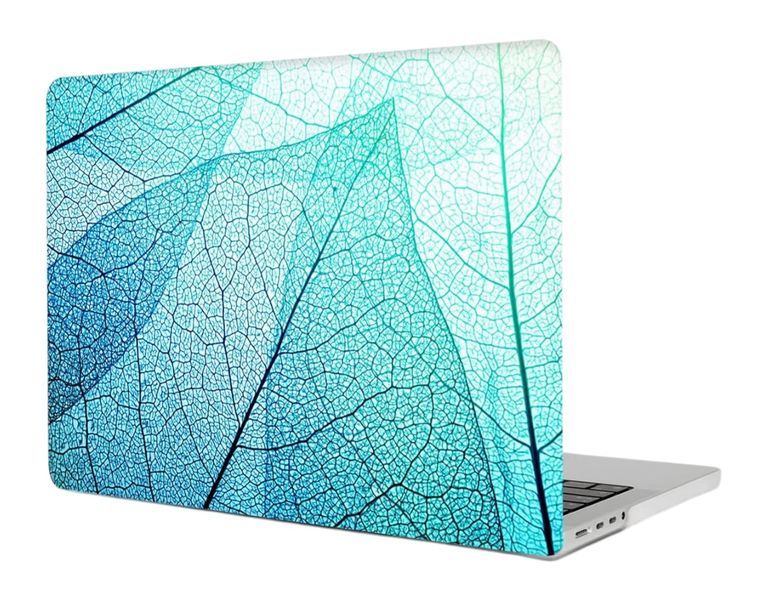 Hard-Shell Leaf Pattern Protective Case For MacBook Air M2 - Blue