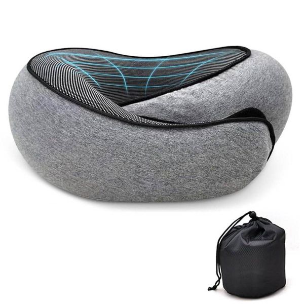 Travel Neck Pillow for Airplanes Memory Foam, 360 Head Support